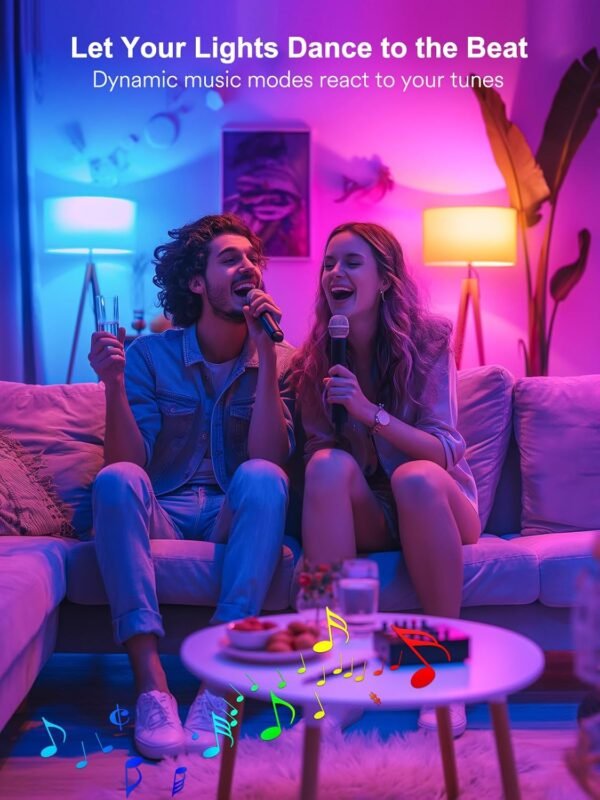 Smart Light Bulbs, Color Changing A19 LED Light Bulb, Work with Alexa and Google Assistant, Wi-Fi & Bluetooth Light Bulbs, 16 Million Colors RGBCW, Music Sync, 800 Lumens, 2.4Ghz only,2 Pack - Image 7
