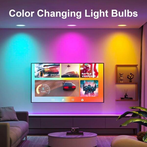 Smart Light Bulbs, Dimmable BR30 Color Changing Light Bulbs, E26 LED Flood Light 1300LM 13W (Equivalent 100W), Work with Alexa/Google Home/SmartThings, Music Sync Light Bulb 2.4G WiFi only - Image 7