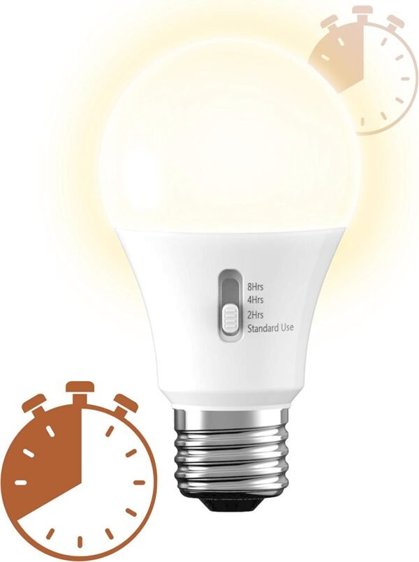 GE LED+ Timer A19 LED Light Bulbs, Built-in Automatic Indoor Timer Light, 8W, Soft White (1 Pack) - Image 9
