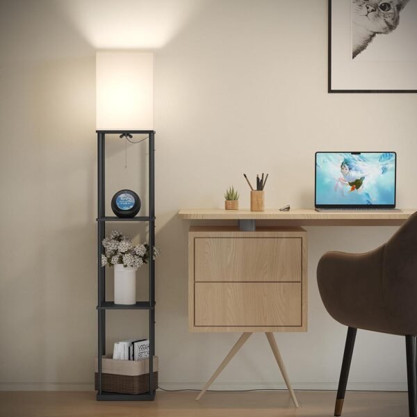 SUNMORY Floor Lamp with Shelves, Smart APP Control Standing Lamp with RGB Bulb, 4-Tier Dimmable Floor Lamps for Living Room, Tall Lamp for Bedroom, Office, Corner Display Bookshelf Lamp - Image 6