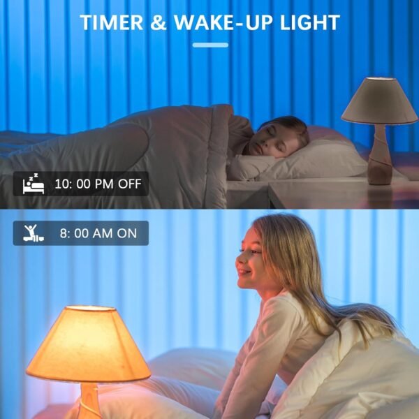 Light Bulbs with Matter, Smart Light Bulbs, WiFi Led Light Bulb Works with Alexa/Google Home/Apple Home/SmartThings, Hub Required, Smart Bulb, Color Changing Light Bulb, A19, E26, 2 Packs - Image 6