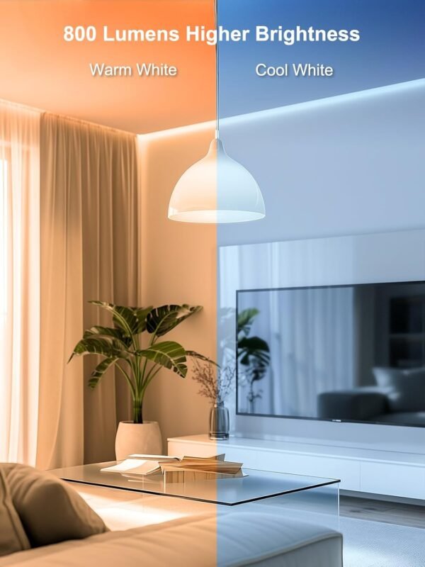 Smart Light Bulbs, Color Changing A19 LED Light Bulb, Work with Alexa and Google Assistant, Wi-Fi & Bluetooth Light Bulbs, 16 Million Colors RGBCW, Music Sync, 800 Lumens, 2.4Ghz only,2 Pack - Image 4