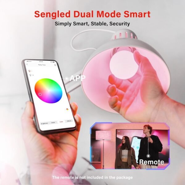 Sengled Dual Mode Smart Light Bulbs with Remote & App Control, Color Changing Light Bulbs, RGBW LED Light Bulbs 2700K-6500K Dimmable, 60W Equiv, Group control, Timing, Sunrise & Sunset (4P, No Remote) - Image 2