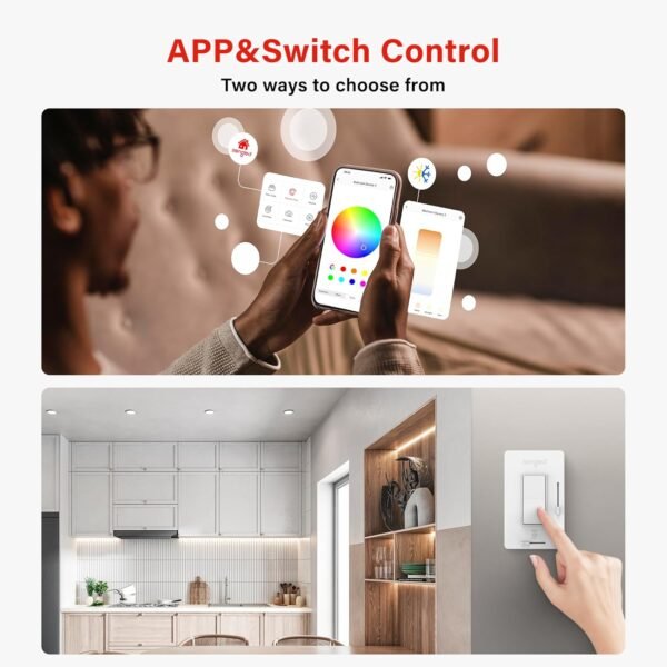 Sengled Dual Mode Smart Light Bulbs with Remote & App Control, Color Changing Light Bulbs 2700K-6500K Dimmable 65W, Group Control, Timer, Sunrise & Sunset, A19 RGBW Smart Bulbs 4 Pack+Wall Switch - Image 2