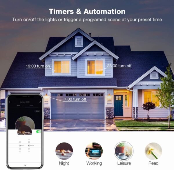 Lighting EVER LED Smart Light Bulbs, Compatible with Alexa and Google Assistant, 60 Watt Equivalent, Dimmable with App (Not Support Traditional Dimmers), Warm White 2700K, A19 E26, 2.4GHz WiFi Only - Image 5