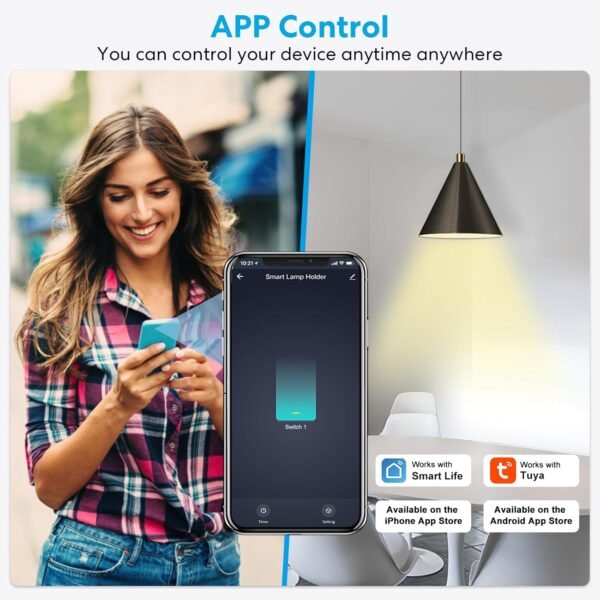 LoraTap Smart WiFi Bulb Socket E26 2 Pack Wi-Fi LED Light Bulb ﻿Timer Lamp Holder Adapter, Voice Control with Amazon Alexa and Google Home, Smart Life App Control from Anywhere by Phone, 30W Max. - Image 3