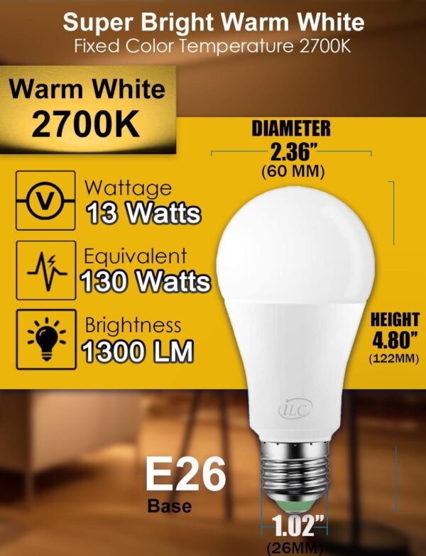iLC Smart Light Bulb (150 Watt Equivalent) Compatible with Alexa Only, 1550 Lumens, Color Changing Warm White 2700K, 14W Bright LED Bulbs (4 Pack) - Image 4