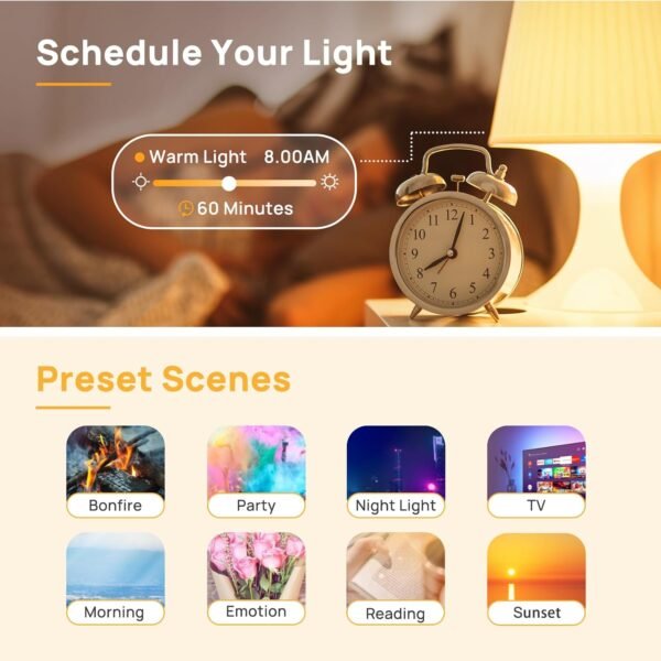 Linkind BR30 Smart Light Bulbs, WiFi Flood Light Bulbs Compatible with Alexa & Google Home, RGBTW Color Changing Light Bulb, 1800K-6500K Tunable White, E26 8W Equivalent 60W, 2.4Ghz WiFi only, 4 Pack - Image 8