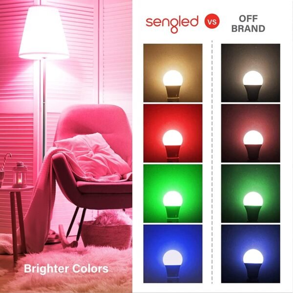 Sengled Alexa Light Bulbs, 75W Equivalent, S1 Auto Pairing with Alexa Devices, Smart Light Bulb that Work with Alexa, Bluetooth Mesh Smart Home Lighting, ‎Multicolor Dimmable, No Hub Required,4-Pack - Image 6