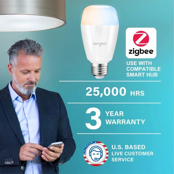 Sengled Smart LED Tunable White A19 Starter Kit, 60W Equivalent, 2 Smart Light Bulbs & Hub, Soft White to Daylight 2700-6500K, Works with Alexa, Google Assistant and Siri - Image 2