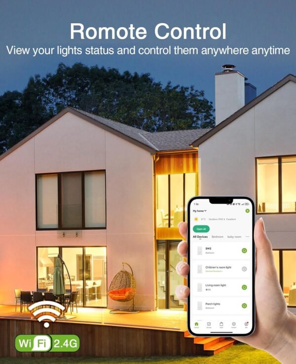 Ghome Smart Dimmer Switch Single Pole 2.4GHz Wi-Fi Smart Switch Dimmer Smart Light Switch Dimmer WiFi Switch Smart Dimmer Light Switch Compatible with Alexa and Google Home, White 1 Pack - Image 5