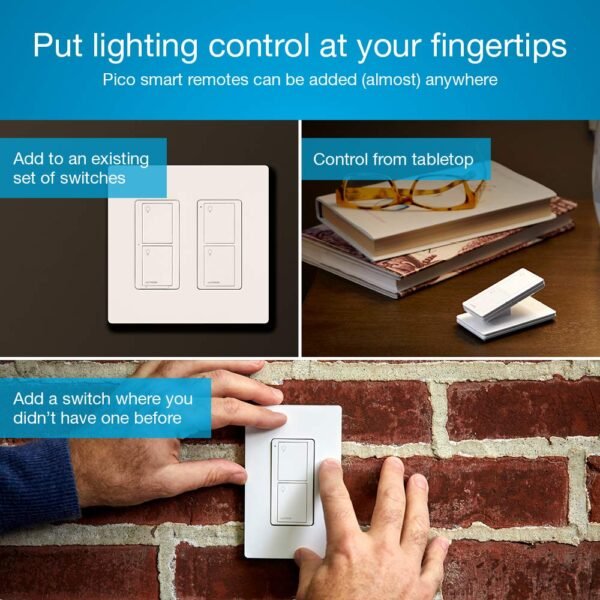 Lutron Caseta Smart Lighting Kit w/ Original Switch, Pico Remote, Wallplate, and More, for Light Bulbs, Works w/ Alexa, Apple Homekit, Google Home (Hub Required), 5A, Neutral Required, P-PKG1WS-WH - Image 12