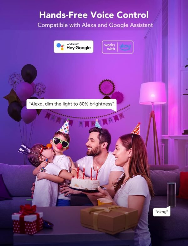 Govee Smart Light Bulbs, WiFi & Bluetooth Color Changing Light Bulbs, Music Sync, 16 Million DIY Colors RGBWW Color Lights Bulb, Work with Alexa, Google Assistant Home App, 800 Lumen, 2 Pack - Image 2