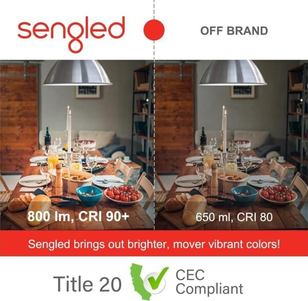 Sengled Alexa WiFi Light Bulb - Smart Bulbs That Work with Alexa/Google Assistant, A19 Daylight (5000K) - No Hub Required, 800LM 60W High CRI)60 Equivalent, 4 Count (Pack of 1) - Image 2