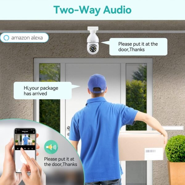 2K/3MP Light Bulb Security Camera, 5G& 2.4GHz WiFi Alexa E27 360° Light Socket Camera for Outdoor, Wireless WiFi Home IP Camera with Motion Tracking Alarm, Color Night Vision,Two-Way Talk. - Image 7