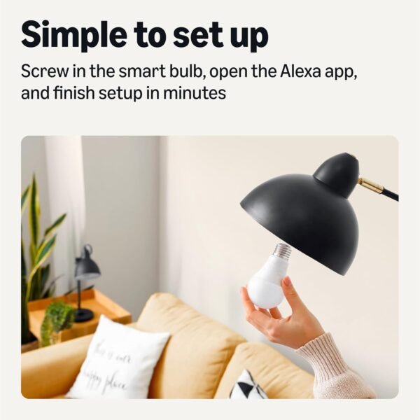 Amazon Basics Smart Indoor LED Light Bulb, Sunset-to-Midnight Activated, Works with Alexa Only, Tunable White, 1-Pack - Image 6