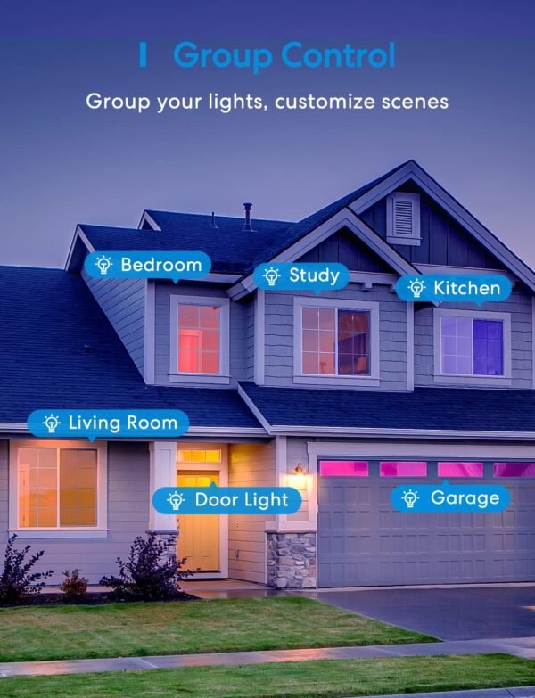 Meross Smart Light Bulb, BR30 Flood WiFi LED Bulbs Compatible with Apple HomeKit, Alexa, Google Assistant & SmartThings, Dimmable E26 Multicolor 2700K-6500K RGBCW, 1300 Lumens 100W Equivalent, 1 Pack - Image 9