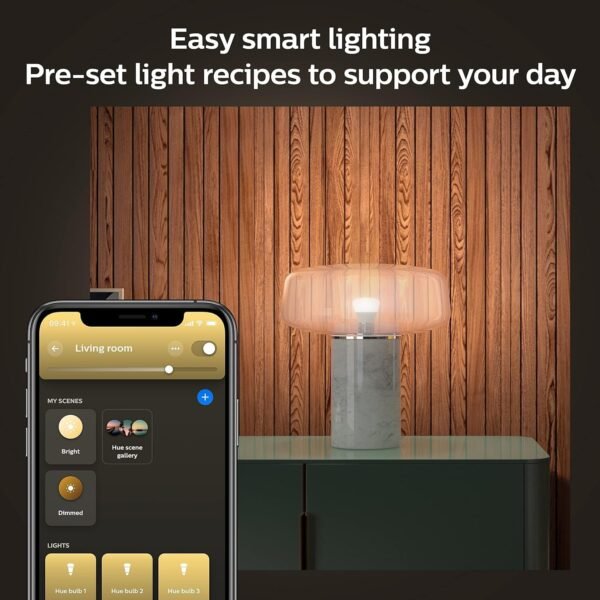 Philips Hue White A19 Medium Lumen Smart Bulb, 1100 Lumens, Bluetooth & Zigbee Compatible (Hue Hub Optional), Works with Alexa & Google Assistant, A Certified for Humans Device, 2 Bulb - Image 4