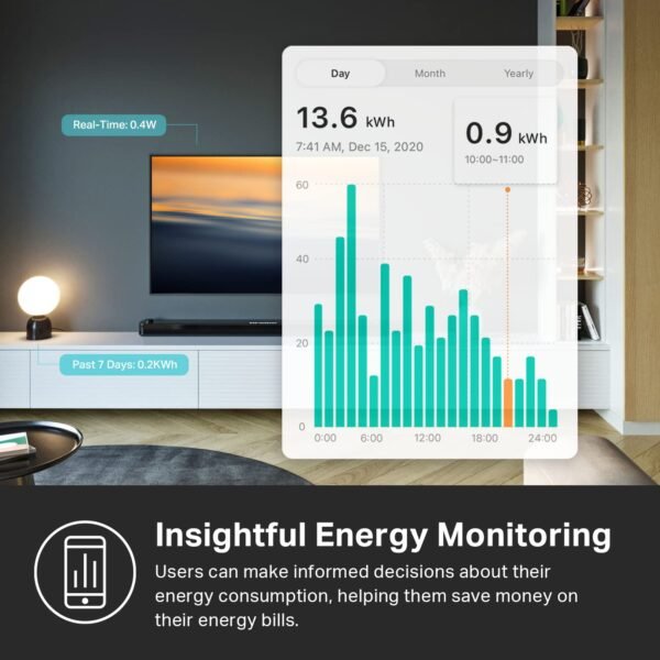 Kasa Matter Smart Plug w/ Energy Monitoring, Compact Design, 15A/1800W Max, Super Easy Setup, Works with Apple Home, Alexa & Google Home, UL Certified, 2.4G Wi-Fi Only, White, KP125M (4-Pack) - Image 4