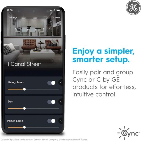 Cync GE Reveal Smart LED Wafer Downlight, Color Changing WiFi Light, Matter Compatible, Compatible with Alexa and Google Home, 4in, 3 Pack - Image 8