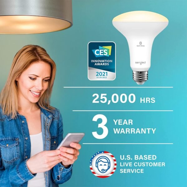 Sengled Alexa Light Bulb, BR30, S1 Auto Pairing with Alexa Devices, Smart Flood Light Bulb That Work with Alexa, Warm Light Bulbs, E26, Led Lights, 65W Equivalent Recessed, No Hub Required, 4-Pack, - Image 2