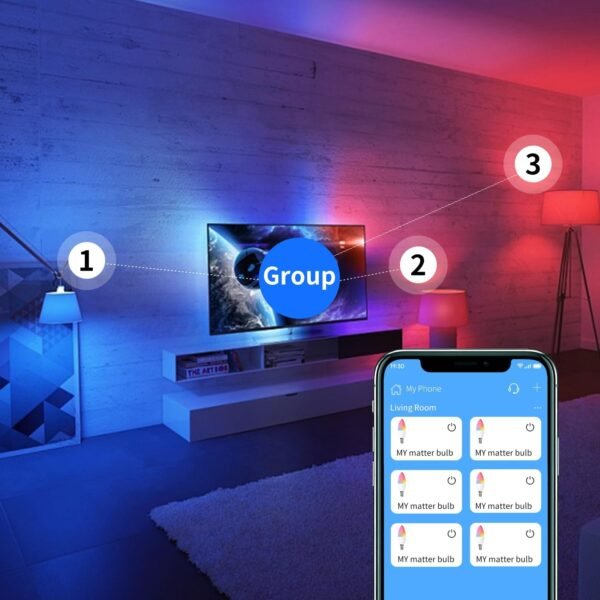 Homekit Smart Light, Matter LED Color Changing Candelabra Bulbs, E12 Base, 2.4G WiFi, 40W Equivalent, Dimmable, Apple Home, Alexa & Google Home, Tuya/Smart Life Compatible (1) - Image 4