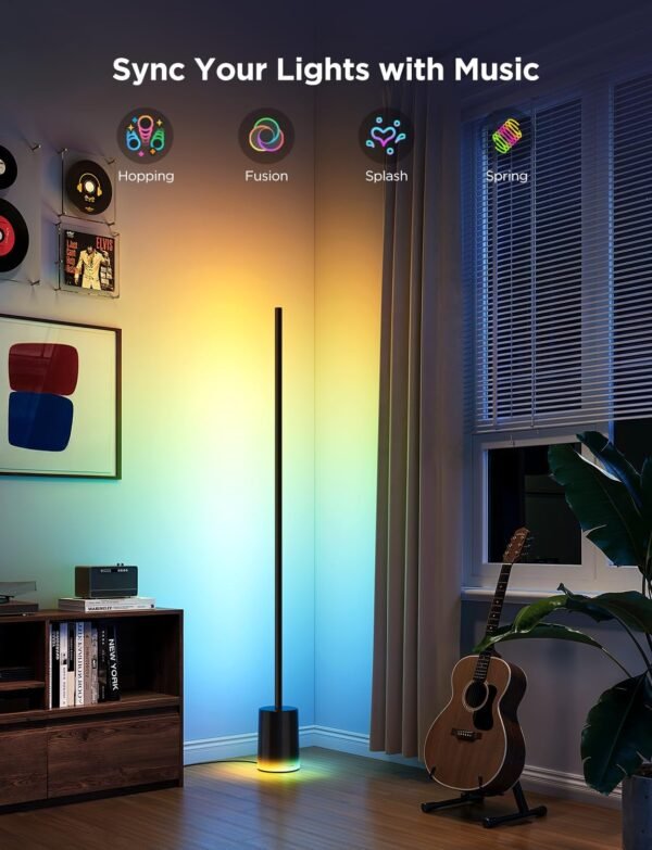 Govee Floor Lamp 2 with Matter, RGBIC Warm Cool White LED Floor Lamp Works with Alexa, 1725lm Corner Floor Lamp with Music Sync, Scene Modes, Smart Floor Lamp for Bedroom, Living Room, Black(1 Pack) - Image 8