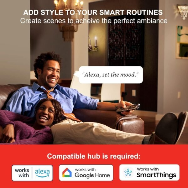 Sengled Zigbee Smart Light Bulbs, Smart Hub Required, Work with SmartThings and Echo with Built-in Hub, Voice Control with Alexa and Google Home, Soft White B11 Candelabra Light Bulbs 40W Eqv. 2 Pack - Image 5