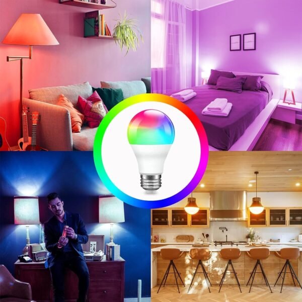 phopollo Smart Bulbs, WiFi Multicolor Led Light Bulbs Compatible with Alexa & Google Home Assistant, A19 E26 9W 60W Equivalent 800Lumen, App Control, No Hub Required, 2 Pack - Image 4