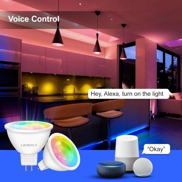 Zigbee MR16 LED Smart Bulb, Hub Required, Compatible with Phi*Lip*s Hu*e*, Alexa, Google, & ConBee, 5W =50W, GU5.3, Dimmable, AC/DC 12V, Color Changing & Tunable White, 2-Pack - Image 3