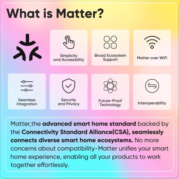 Matter Smart Light Bulbs,WiFi Smart Bulbs Work with Alexa/Google Home/Smart Life,RGBCW Color Changing LED Light Bulbs Music Sync,A21 E26 75W 1055LM,2.4Ghz WiFi Only,No Hub Required,2 Pack - Image 9