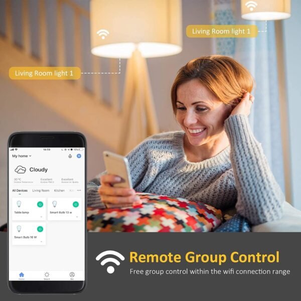 Smart Light Bulbs,16W(150W Equivalent) 1600Lumen Ultra Bright E26 A19 Led Full Color Changing WiFi Light Bulb,Smart Bulbs Work with Alexa,Google(No Hub Required),Alexa Light Bulbs,4 Pack - Image 4