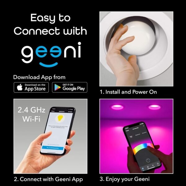 Geeni Prisma Drop 2700K-6500K Tunable and Dimmable BR30 LED Smart Light Bulb, RGBW Wifi Bulb, No Hub Required, Compatible with Alexa and Google Assistant (1 Pack) - Image 9