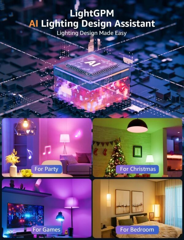 Lepro B2 AI Smart Light Bulbs - 1100LM WiFi & Bluetooth RGBWW Color Changing LED Bulb, Works with Alexa & Google Assistant, AI Generated Lighting, AI Voice Control, Music Sync, 2.4GHz Only, 2 Pack - Image 2
