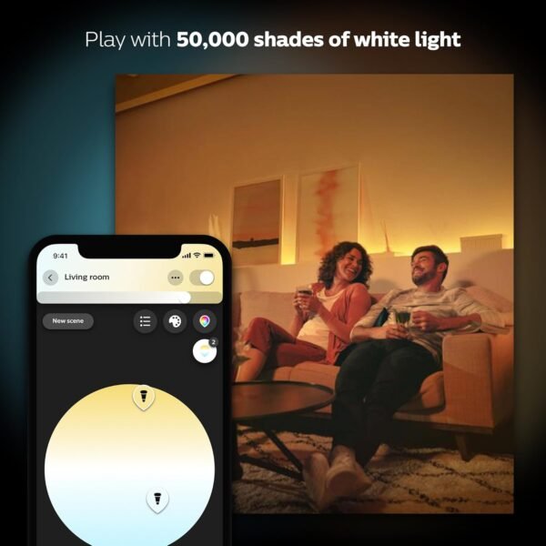Philips Hue White Ambiance BR30 LED Smart Bulbs (Bluetooth Compatible), Compatible with Alexa, Google Assistant, and Apple HomeKit, 2-Pack - Image 4