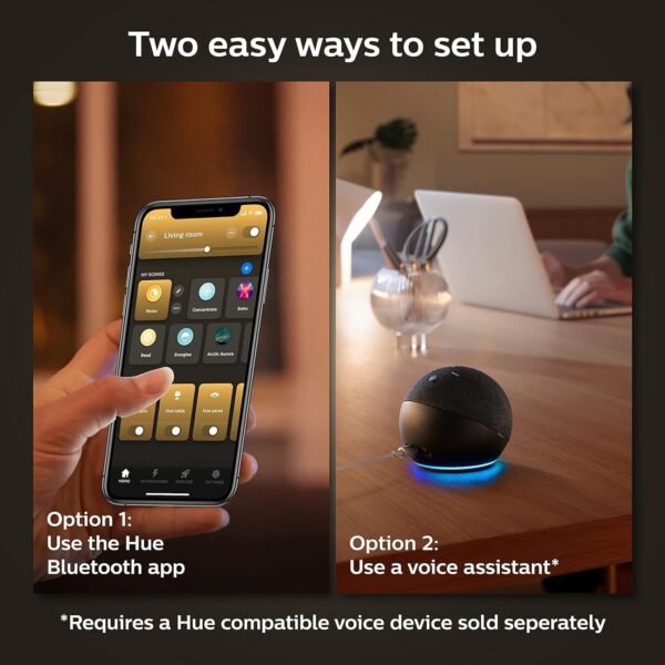 Philips Hue White A19 Medium Lumen Smart Bulb, 1100 Lumens, Bluetooth & Zigbee Compatible (Hue Hub Optional), Works with Alexa & Google Assistant, A Certified for Humans Device, 2 Bulb - Image 8