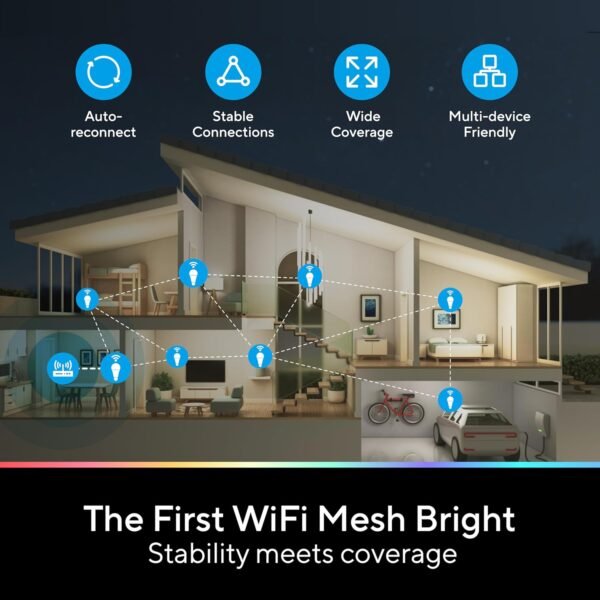 Smart Light Bulbs, 1100 Lumen, 90+CRI WiFi Mesh & Bluetooth Color Changing A19 Light Bulb, 16 Million DIY Colors RGB Light Bulbs, Compatible with Alexa, Google Assistant Home App, 1 Pack - Image 5