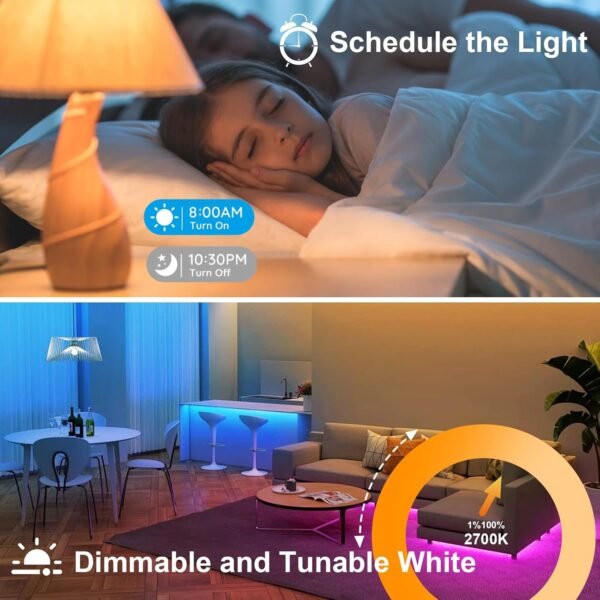 Smart Light Bulbs, Dimmable BR30 Color Changing Light Bulbs, E26 LED Flood Light 1300LM 13W (Equivalent 100W), Work with Alexa/Google Home/SmartThings, Music Sync Light Bulb 2.4G WiFi only - Image 5