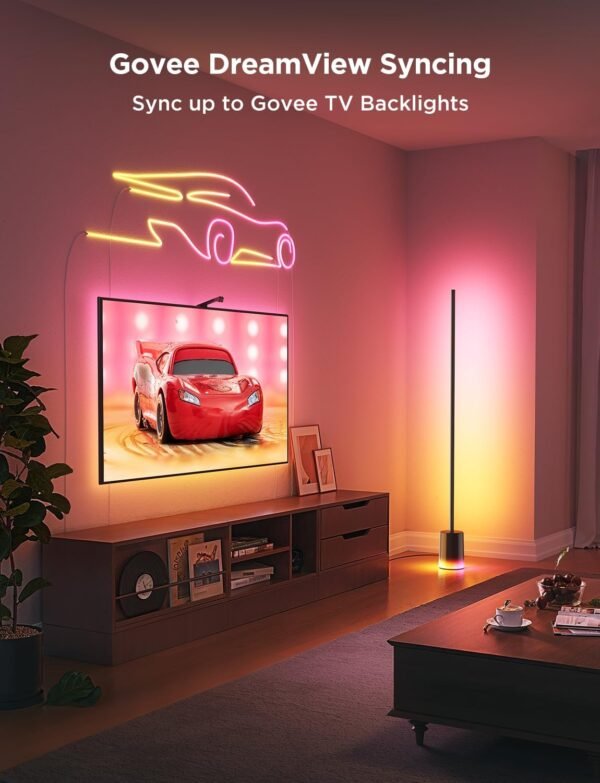 Govee Floor Lamp 2 with Matter, RGBIC Warm Cool White LED Floor Lamp Works with Alexa, 1725lm Corner Floor Lamp with Music Sync, Scene Modes, Smart Floor Lamp for Bedroom, Living Room, Black(1 Pack) - Image 7