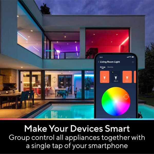 Smart Light Bulbs, 1100 Lumen, 90+CRI WiFi Mesh & Bluetooth Color Changing A19 Light Bulb, 16 Million DIY Colors RGB Light Bulbs, Compatible with Alexa, Google Assistant Home App, 4 Pack - Image 8