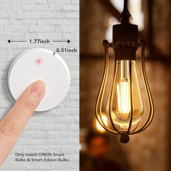 OREiN Smart Light Bulbs Mini Switch Remote Button Control, Exclusive for Aidot Smart Light Bulbs, Dimmer Switch, Wire-Free, Bluetooth Light Switch - Image 4