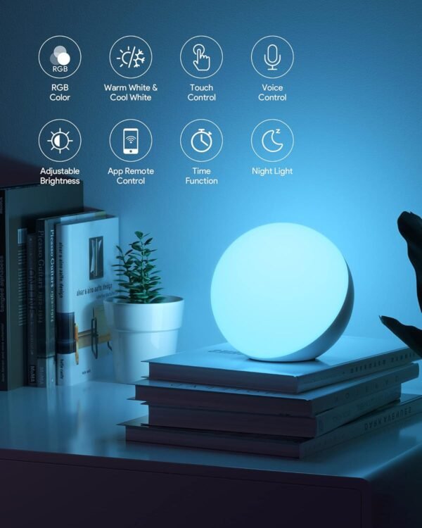 Hifree Smart Table Lamp, Dimmable Desk Lamp with App/Voice Control, LED RGB Color Changing Touch Lamp, Night Light for Bedroom Compatible with Alexa - Image 6