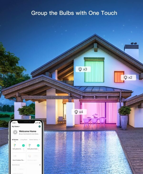TREATLIFE Smart Light Bulbs 4 Pack, UL Certified 2.4GHz Color Changing Light Bulb, Works with Alexa Google Home, A19 E26 Dimmable LED Light Bulb 9W 800 Lumen for Party Decoration, Smart Home Lighting - Image 6