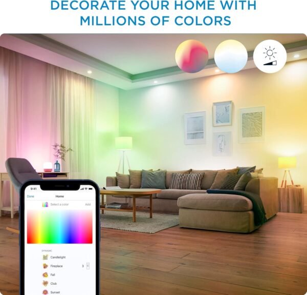 WiZ Connected 2-Pack Color 60W A19 Smart WiFi Light Bulb, 16 Million Colors, Compatible with Alexa and Google Home Assistant, No Hub Required - Image 5