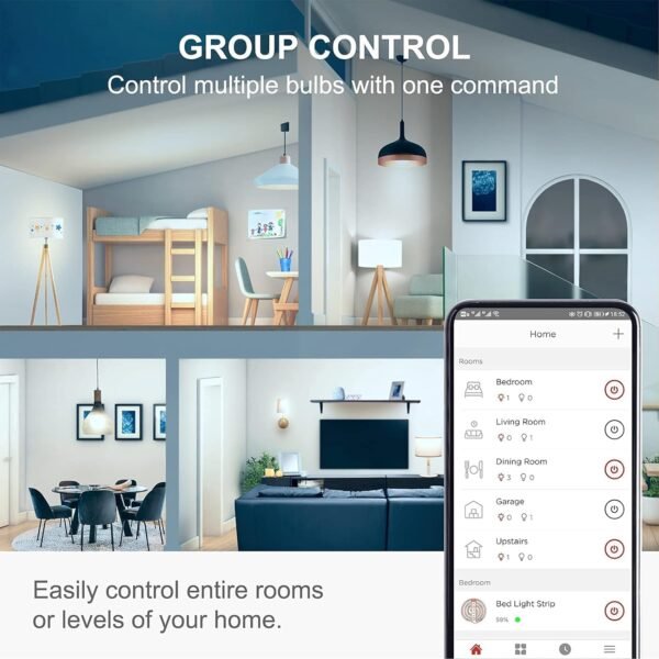 Sengled Alexa WiFi Light Bulb - Smart Bulbs That Work with Alexa/Google Assistant, A19 Daylight (5000K) - No Hub Required, 800LM 60W High CRI)60 Equivalent, 4 Count (Pack of 1) - Image 6