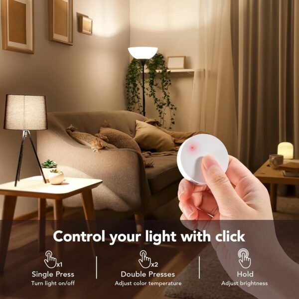 OREiN Smart Light Bulbs Mini Switch Remote Button Control, Exclusive for Aidot Smart Light Bulbs, Dimmer Switch, Wire-Free, Bluetooth Light Switch - Image 2