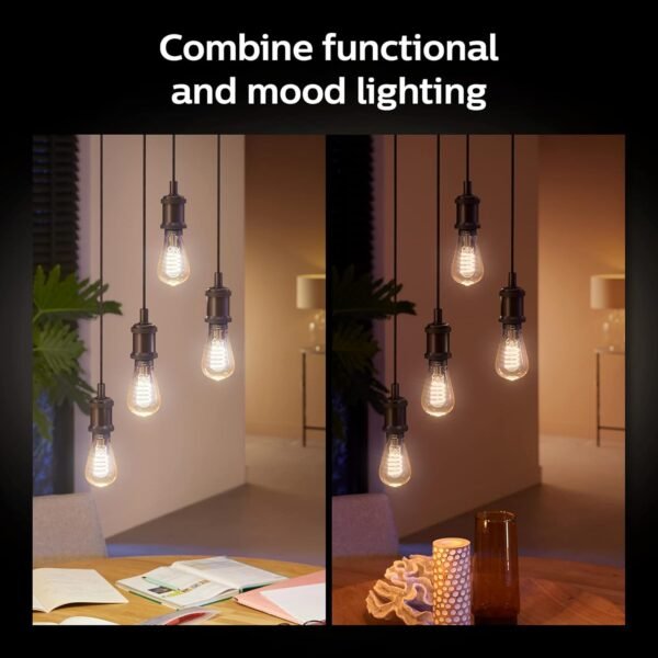 Philips Hue 7W ST19 White Ambiance LED Smart Vintage Edison Filament Bulb, Warm - Pack of 1 - E26 - Control with App - Compatible with Alexa, Google Assistant and Apple HomeKit - Image 4