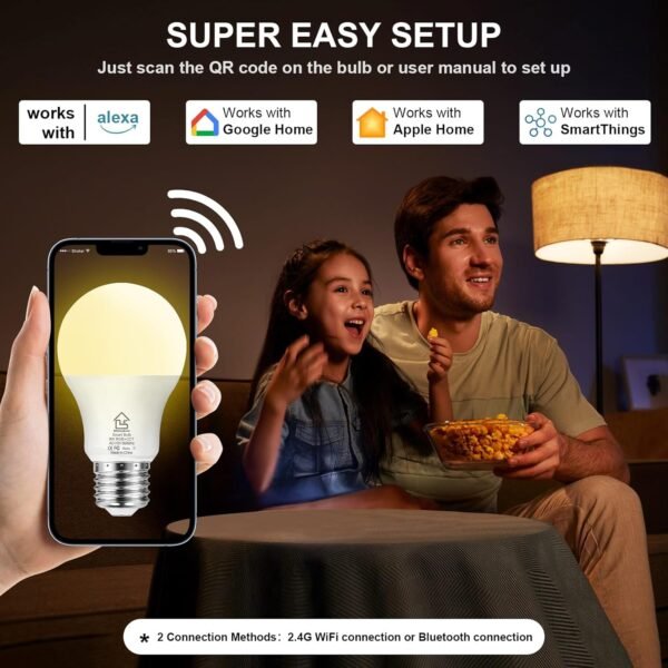 ShowyLive Smart Light Bulb 4 PK, WiFi & Bluetooth 5.0 Smart Bulbs That Compatible with Alexa & Google Assistant, A19 RGB, Music Sync, 9W 850LM CRI>80 - Image 3