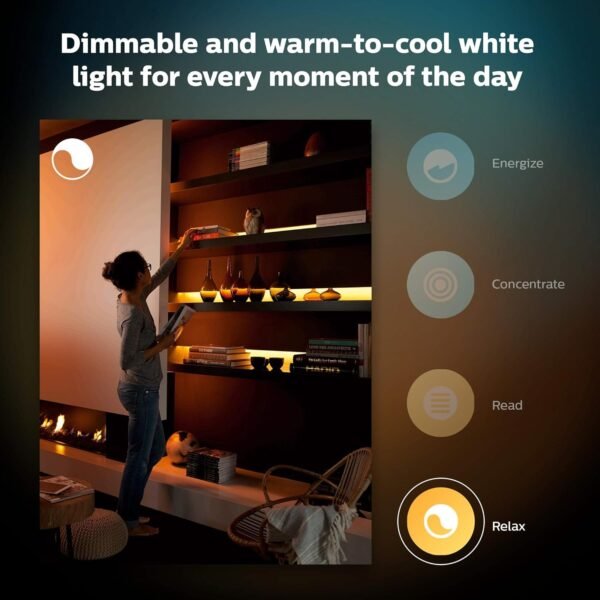 Philips Hue Indoor 3-Foot Smart LED Light Strip Plus Extension - Color-Changing Single-Color Effect - Requires Base Kit - Control with Hue App - Works with Alexa, Google Assistant and Apple HomeKit - Image 5