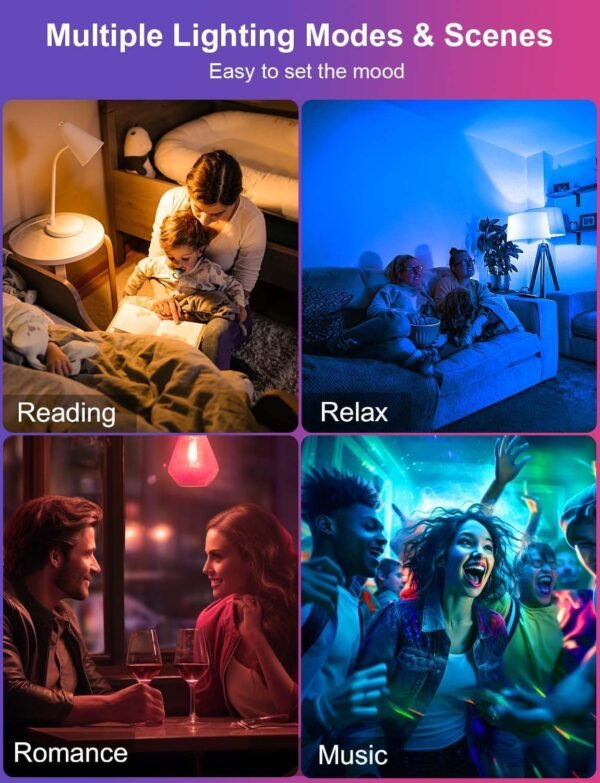 iLC Smart Light Bulb (150 Watt Equivalent) Compatible with Alexa Only, 1550 Lumens, Color Changing Warm White 2700K, 14W Bright LED Bulbs (4 Pack) - Image 7